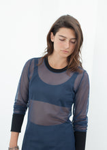 Load image into Gallery viewer, Cuffed Mesh Tee in Navy/Black
